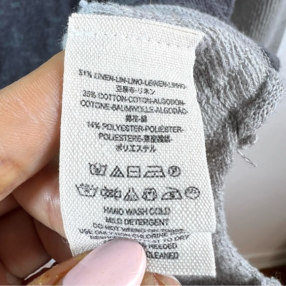 Free People Linen Blend Relax Oversized Fit Charcoal Pullover Knit Sweater Sz XS - Picture 10 of 10